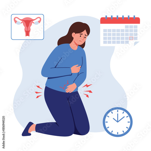 Woman Suffering Severe Menstrual Pain or Dysmenorrhea