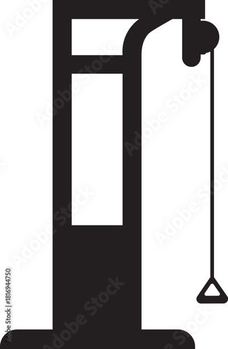 Gym cable pulley machine silhouette vector illustration for fitness workout strength training and bodybuilding equipment concept isolated on transparent background