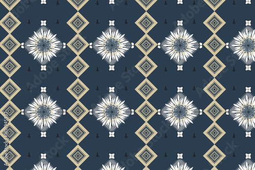 A dark Navy background with white and beige diamond motifs, suitable for masculine accessories or sophisticated brand packaging.