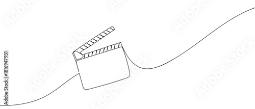 Filming slate in one continuous line one line vector illustration Editable stroke.