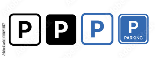 Parking sign icon set simple design.