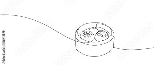 Chinese food in one continuous line one line vector illustration Editable stroke.