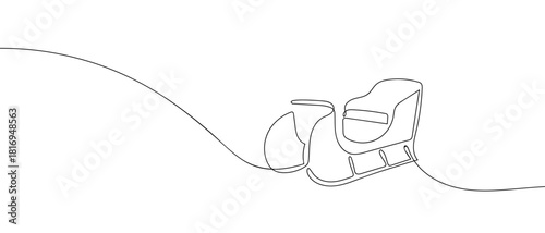 Santa Claus's sleigh in one continuous line one line vector illustration Editable stroke.