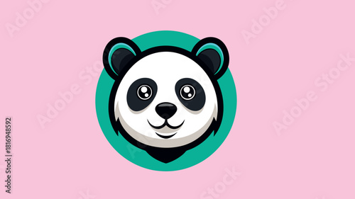 Cute cartoon panda face logo design