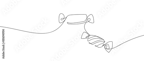 Two toffees in one continuous line one line vector illustration Editable stroke.