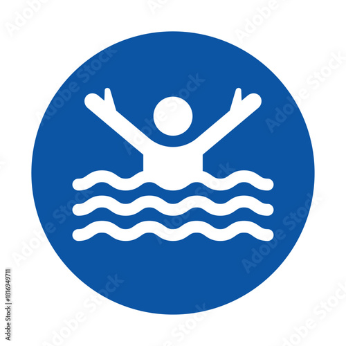 Lifeguard Alert Icon with Hands Raised in Water for Safety Awareness