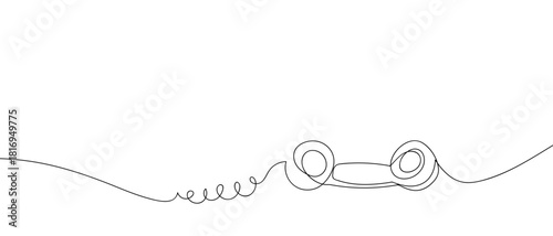Landline in one continuous line one line vector illustration Editable stroke.