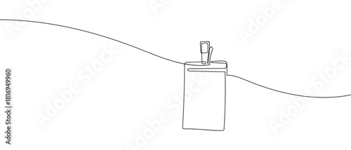 Name tag, employee tag in one continuous line one line vector illustration Editable stroke.