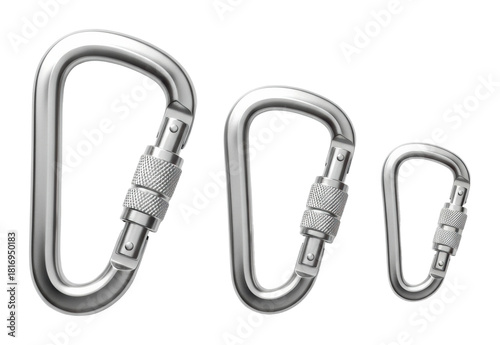 Climbing gear essentials carabiners for adventurers outdoors tools isolated on transparent background