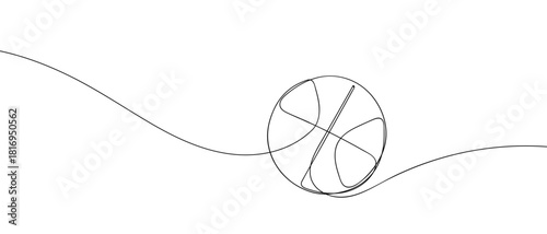 Basketball in one continuous line one line vector illustration Editable stroke.