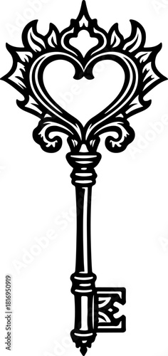 Vintage Ornamental Key & Lock Silhouette Set