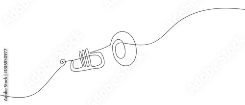 Wind instruments in one continuous line one line vector illustration Editable stroke.