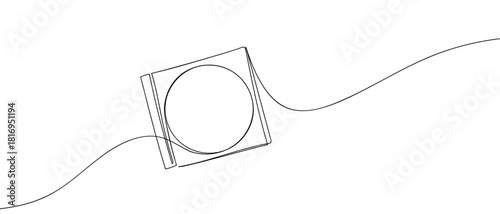 CD in a cartridge, in one continuous line one line vector illustration Editable stroke.