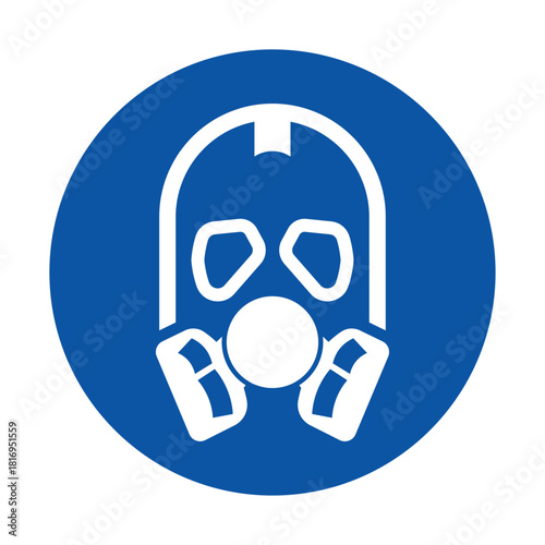 Safety Symbol for Respiratory Protection with Blue Background and Mask Icon