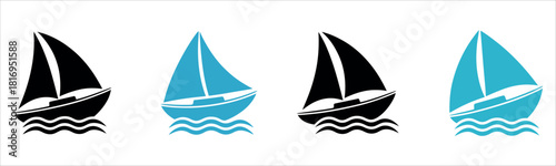 Sailing boats on the sea in blue and black offer a nautical vibe perfect for travel blogs and coastal designs, bringing a fresh and modern feel.