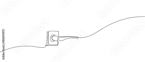 Doorknob in one continuous line one line vector illustration Editable stroke.