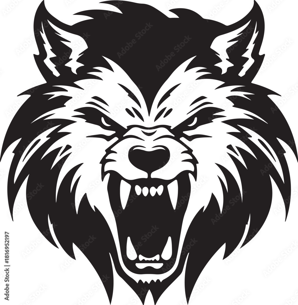 Fototapeta premium Wild lion head tattoo mascot vector illustration