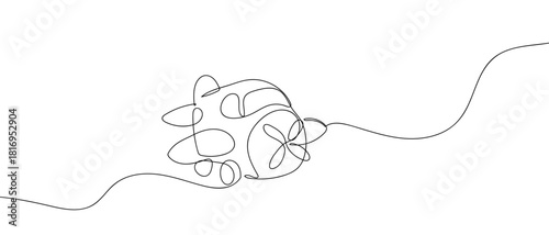 Retro airplane in one continuous line one line vector illustration Editable stroke.