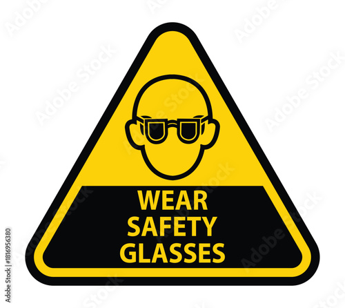Caution Sign for Safety Glasses in Workplace Environment for Protection