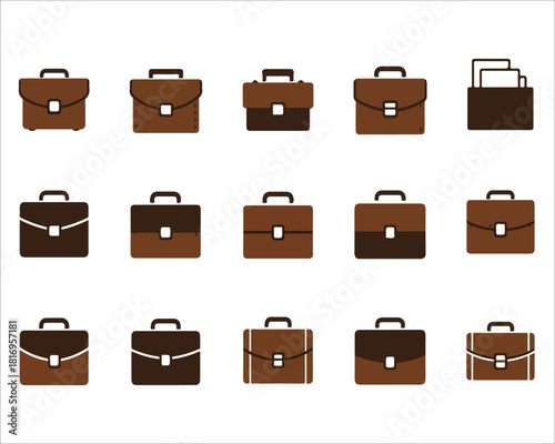 Collection of stylish business briefcase icons vector illustration graphic resources