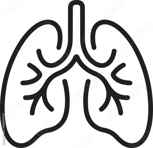 Continuous one line editable stroke of human lungs.one line icon with out background