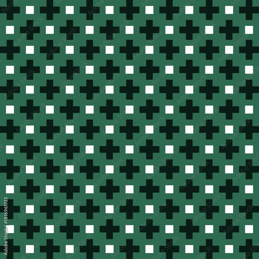 Fototapeta premium Seamless Geometric Cross Pattern with White Squares