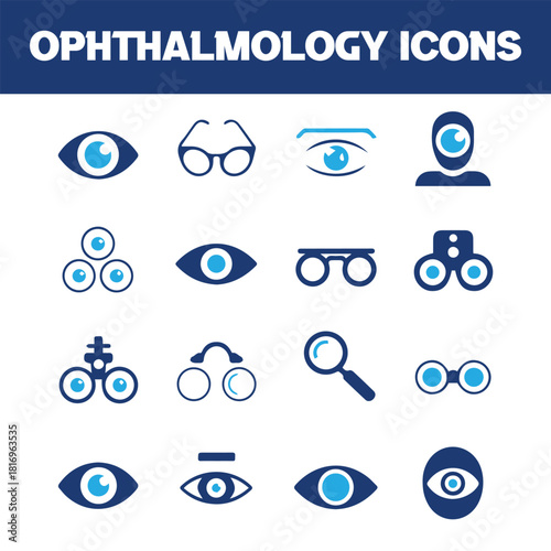 Ophthalmology and Optometry Icons Set. Vector Collection of Eye Care Symbols.