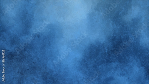 Abstract Dramatic Deep Blue Cloudscape Texture Watercolor Background with Bright Central Glow for Fantasy, Sci-Fi, Aquatic & Digital Design