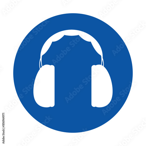 Blue Circle Icon with White Headphones Symbolizing Music and Audio Enjoyment