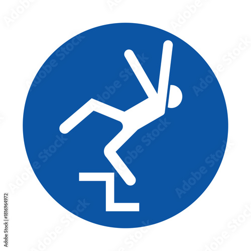 Safety Warning Symbol for Slippery Surface with Falling Figure Icon