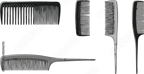 Assorted Combs Collection Grooming Essentials for Hair Styling