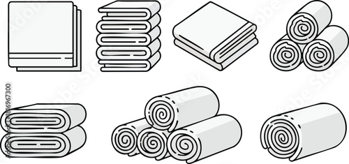 Neat Stacks Line Art Towel Collection for Bathrooms and Spas