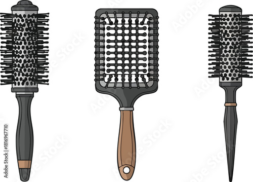 Hair Care Assortment of Brushes for Styling and Grooming