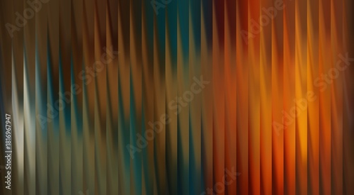 Abstract colorful vertical lines create a vibrant background, evoking energy and movement. The color palette incorporates shades of brown, orange, and blue. 
