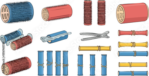 Collection of Hair Curlers in Various Shapes and Styles
