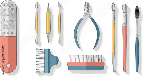 Manicure and Pedicure Tools Vector Illustration