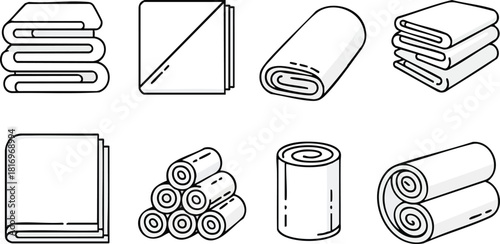 A Collection of Towel Icons in Various Styles and Arrangements