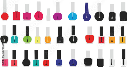 Colorful Nail Polish Bottles Collection Variety of Styles and Designs