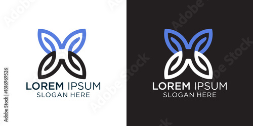 Logo design with stylized butterfly or flower concept for branding and visual identity projects, perfect for startups, beauty brands, and eco-conscious businesses