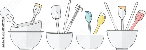 Kitchen Bowls and Utensils A Culinary Preparation Setup