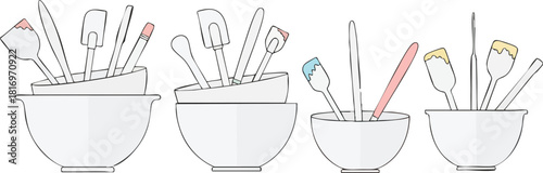 Kitchen Utensils in Bowls A Clean Culinary Design