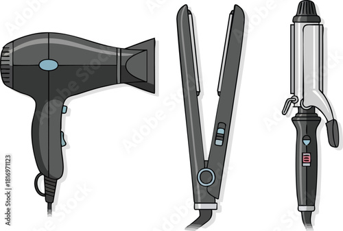 Styling Tools Trio Hair Dryer, Straightener, and Curling Iron