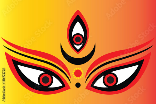 PrintDurga puja symbol eyes tilak and crescent moon