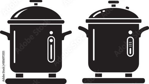 Two black silhouette kitchen appliances silhouette