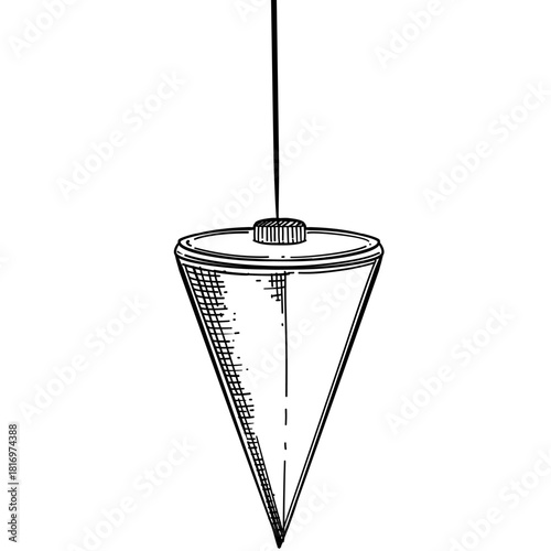 Plumb bob construction vector line art hand drawn illustration