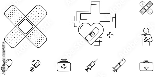 Bandage Adhesive Strip Healing Recovery Minor Injury Silhouette