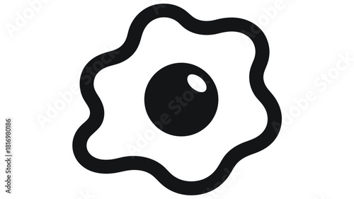 Simple black and white icon of a fried egg
