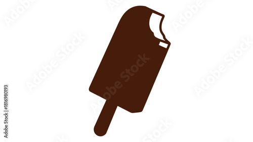 Simple silhouette of a chocolate ice cream bar on a stick
