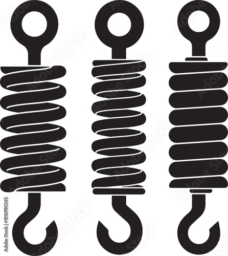 Three black spring hooks silhouette