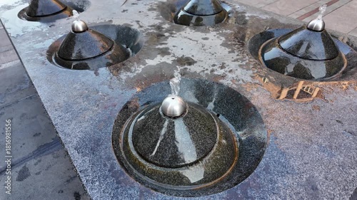 Drinking fountains in Yerevan in the evening